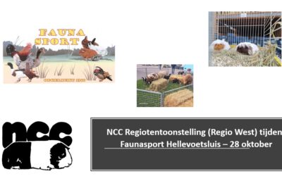 Inschrijving NCC regiotentoonstelling (regio west) bij Fauna Sport Hellevoetsluis van 28 oktober is geopend￼
